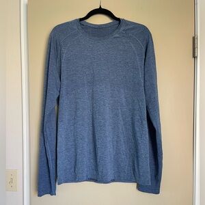 Lululemon Mens Long Sleeve Live in Practice Shirt Blue Tee Crewneck Size M